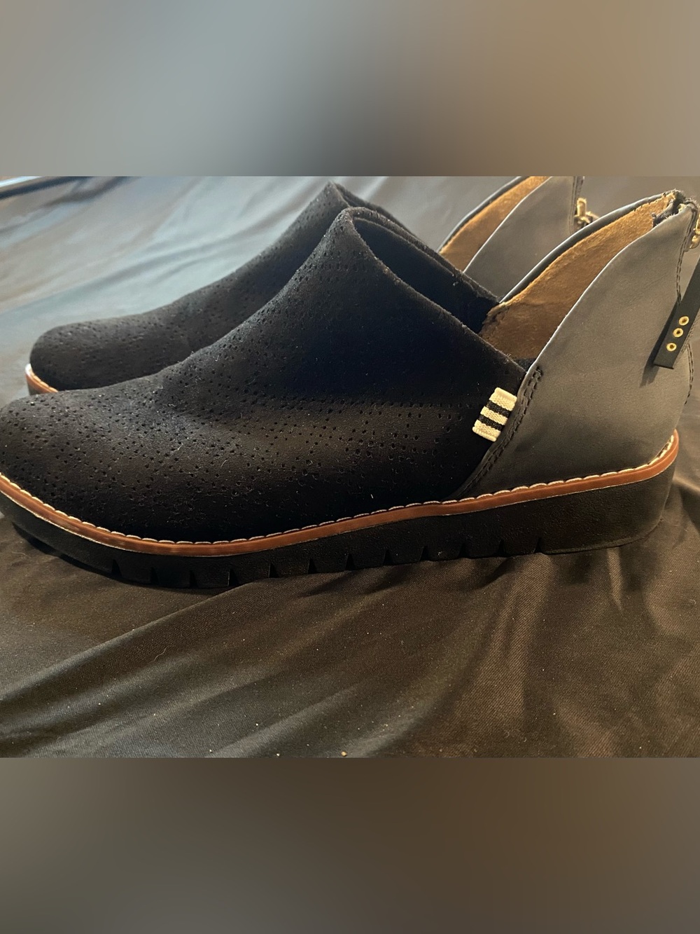 Dr. Scholl's Black Suede Slip-On Wedge Clogs